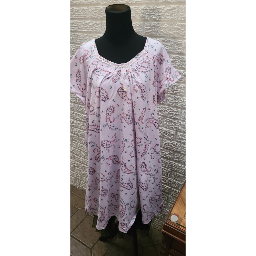 CROFT & BARROW SZ 1X NIGHTGOWN  PINK FLORAL SS SOFT NWT